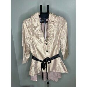 Adrianna Papell vintage ruffled shirt with tie